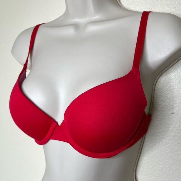 Pink Victorias Secret Red Wear Everywhere Push Up Bra Size 34C Convertible Strap - Picture 4 of 15
